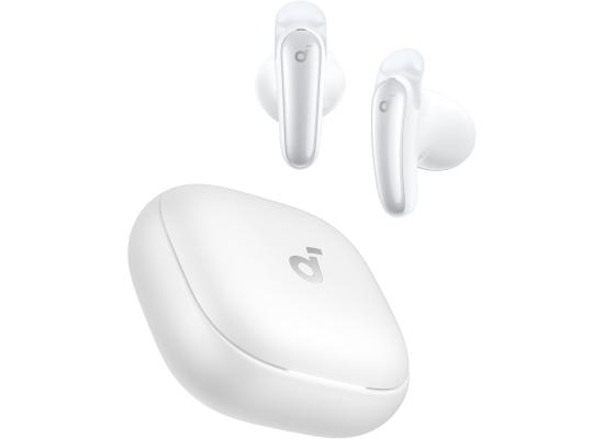 Anker Soundcore Liberty Buds, Semi-in-Ear Design, Removable Ear Fins, Real-Time Adaptive Noise Cancelling, Fast Charging, Wireless Bluetooth Earbuds, Translation Earbuds, 30H Playtime - White